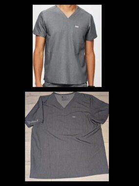 FIGS Scrub Scrubs Shirt Top Gray Mens Size L - Nurse Hospital
